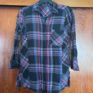 Free People Nordic Day Plaid Button Down SZ S